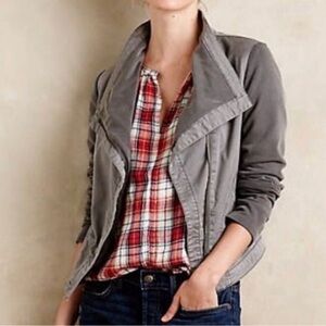 Saturday Sunday By Anthropologie Stretch Jersey Knit Gray Moto Jacket Size S